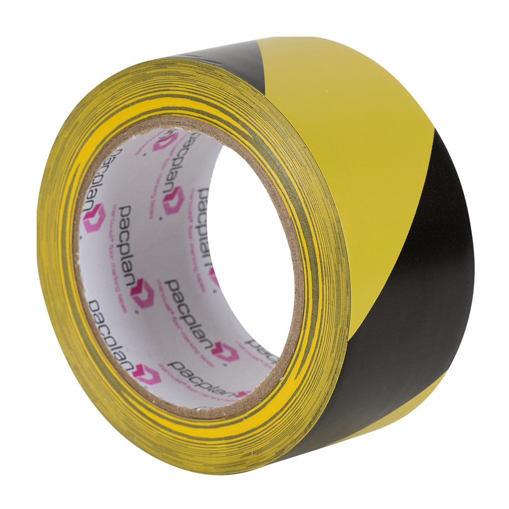 Black & yellow hazard Warning tape 48mm x 66m Free Fast Shipping UK 