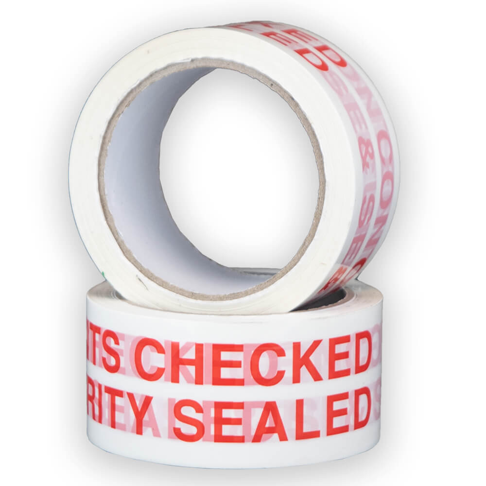 36 Rolls of CONTENTS CHECKED Printed Packing Tape 66m 