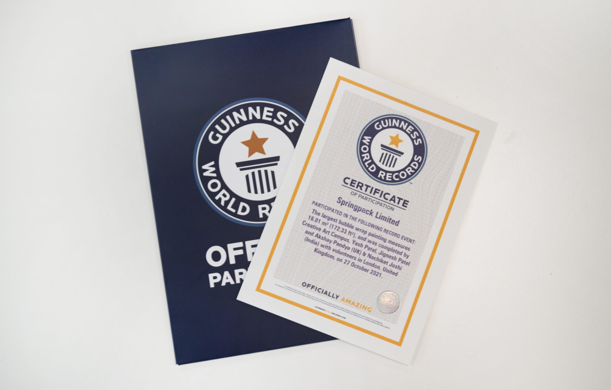 Springpack LTD Guinness World Record Certificate