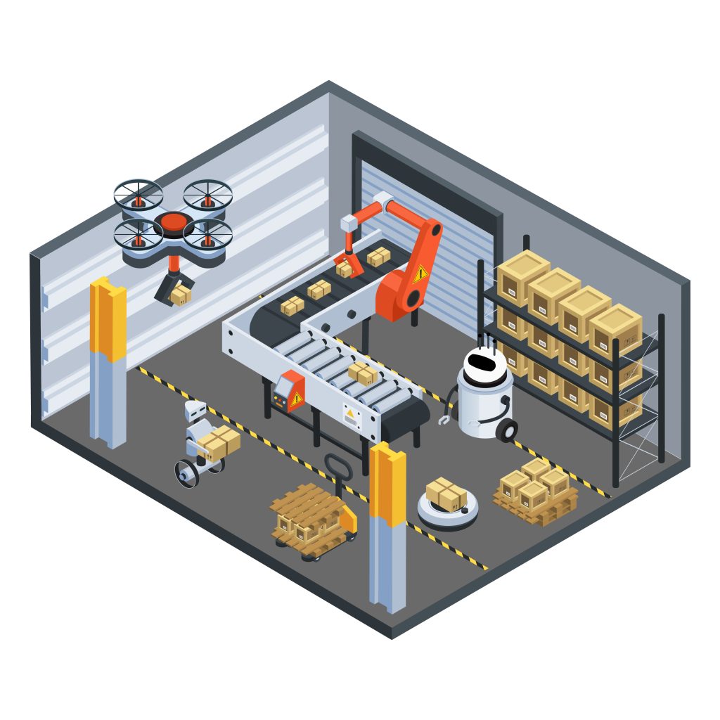 Automatic Logistics Delivery Isometric Background